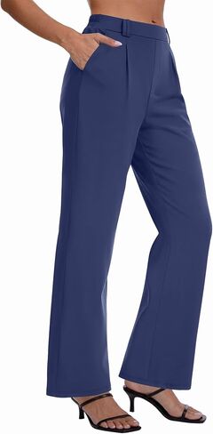 DLOODA Womens Dress Pants High Waisted Straight Leg Work Pants Pull On Business Casual Trousers Slacks with Pockets in Kuwait