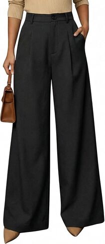 Arach&Cloz Women's Linen Blend Wide Leg Palazzo Pants All-Season Business Casual Outfits Dress Trousers in Kuwait