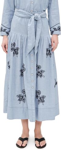 THE GREAT. Women's x Stetson The Chambray Embroidered Highland Skirt in Saudi Arabia
