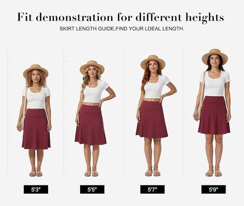 VIISHOW Women's Knee Length Skirt High Waisted Stretchy A-Line Skater Skirt Soft Knit Modest Casual Skirts for Daily Wear in Kuwait