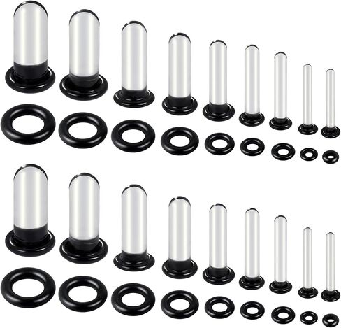 6-18Pcs Glass Ear Stretching Kit 1.6-7mm/7.5-12mm Plugs for Ears Gauges with O-Rings Single Flare Glass Gauge Stretching Kit Ear Expander Body Piercing Jewelry for Women Men in Saudi Arabia