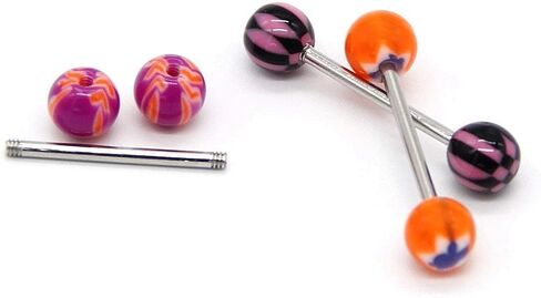 CrazyPiercing 110 قطعة بالجملة 14 جرام حلقة اللسان الحدائد الفولاذ المقاوم للصدأ بار حلقات اللسان ألوان متنوعة للنساء والرجال in Kuwait