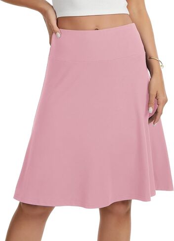 VIISHOW Women's Knee Length Skirt High Waisted Stretchy A-Line Skater Skirt Soft Knit Modest Casual Skirts for Daily Wear in Kuwait