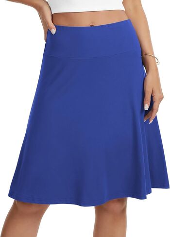 VIISHOW Women's Knee Length Skirt High Waisted Stretchy A-Line Skater Skirt Soft Knit Modest Casual Skirts for Daily Wear in Kuwait