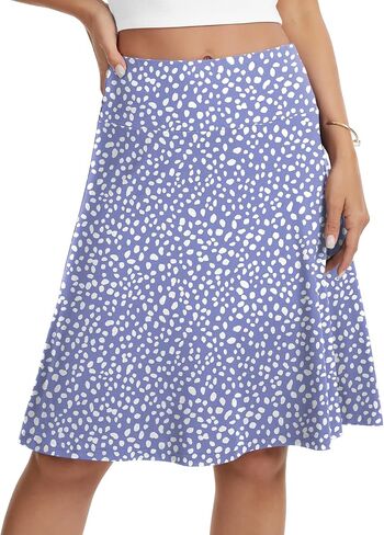 VIISHOW Women's Knee Length Skirt High Waisted Stretchy A-Line Skater Skirt Soft Knit Modest Casual Skirts for Daily Wear in Kuwait