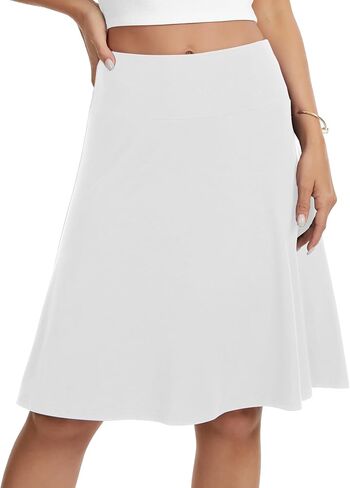 VIISHOW Women's Knee Length Skirt High Waisted Stretchy A-Line Skater Skirt Soft Knit Modest Casual Skirts for Daily Wear in Kuwait