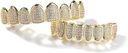 الذهب الصلب فوق S925 الفضة الاسترليني ثمانية أسنان T-Square Moissanite Teeth Grillz، أحجار مستطيلة لأسلوب العطلات، اختيار ممتع للرجال والنساء خلال عيد الميلاد in Kuwait