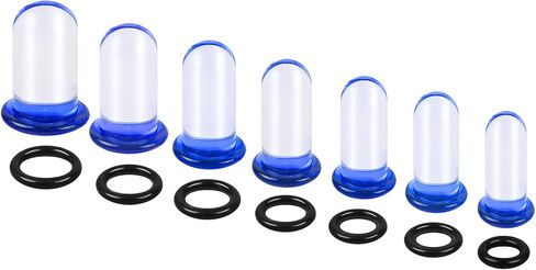 6-18Pcs Glass Ear Stretching Kit 1.6-7mm/7.5-12mm Plugs for Ears Gauges with O-Rings Single Flare Glass Gauge Stretching Kit Ear Expander Body Piercing Jewelry for Women Men in Saudi Arabia
