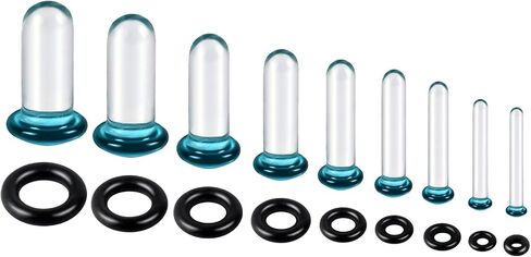 6-18Pcs Glass Ear Stretching Kit 1.6-7mm/7.5-12mm Plugs for Ears Gauges with O-Rings Single Flare Glass Gauge Stretching Kit Ear Expander Body Piercing Jewelry for Women Men in Saudi Arabia