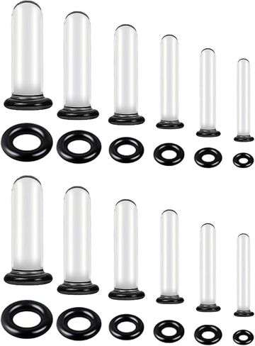 6-18Pcs Glass Ear Stretching Kit 1.6-7mm/7.5-12mm Plugs for Ears Gauges with O-Rings Single Flare Glass Gauge Stretching Kit Ear Expander Body Piercing Jewelry for Women Men in Saudi Arabia
