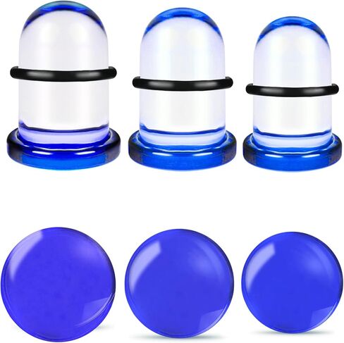 6-18Pcs Glass Ear Stretching Kit 1.6-7mm/7.5-12mm Plugs for Ears Gauges with O-Rings Single Flare Glass Gauge Stretching Kit Ear Expander Body Piercing Jewelry for Women Men in Saudi Arabia