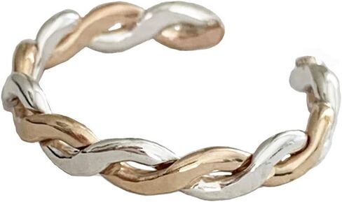 Toe Rings | Gift Set of Two Twine Medley Adjustable Toe Rings | Duo-Tone Braid 14k Gold Fill & Sterling Silver | Unisex Design in Kuwait