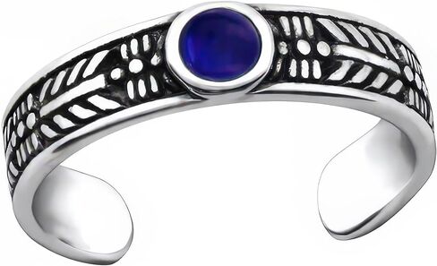 925 Sterling Silver Adjustable Toe Ring, Imitation-Blue-Sodalite-Stone, Tiny Boho Summer Beach Jewelry (Adjustable) in Kuwait