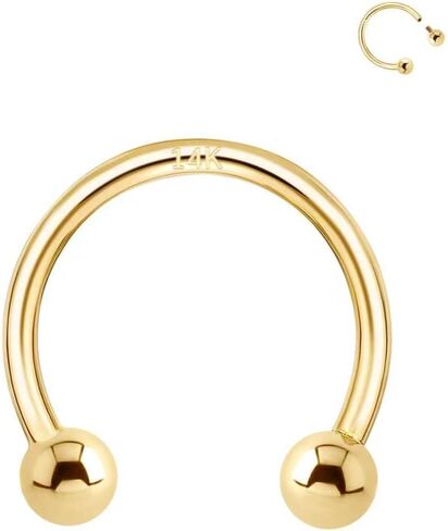 14k Yellow/White Gold 16G Horseshoe Nose Rings for Women Men, 8mm 10mm Septum Ring Helix Tragus Daith Cartilage Earrings Piercing Jewelry in Kuwait