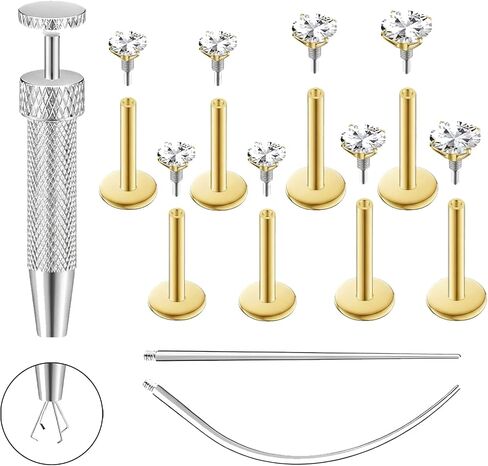 16G 18G Flat Back Earrings Stud 316L Surgical Stainless Steel Internal Thread Piercing Jewelry for Helix, Cartilage, Tragus, Nose, Labret – with Ball Grabber Tool in Saudi Arabia