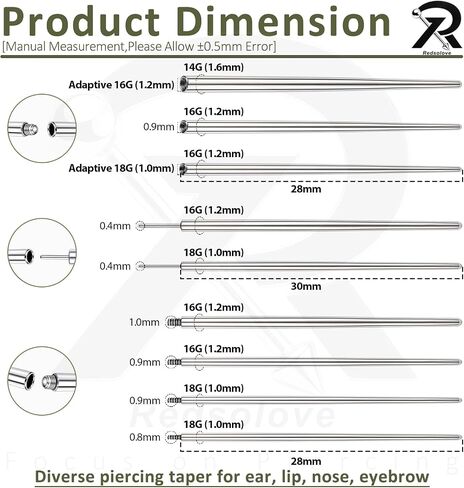 14G 16G 18G Piercing Tapers Ball Grabber Tool Piercing Kits Stainless Steel Insertion Pin Assistant Set Changing Jewelry for Ear/Nose/Navel/Nipple/Lip/Eyebrow/Tongue in Kuwait