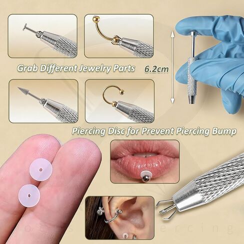 14G 16G 18G Piercing Tapers Ball Grabber Tool Piercing Kits Stainless Steel Insertion Pin Assistant Set Changing Jewelry for Ear/Nose/Navel/Nipple/Lip/Eyebrow/Tongue in Kuwait