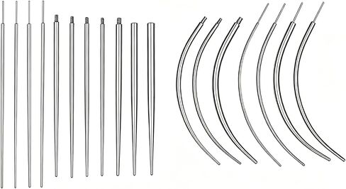 18 pcs Piercing Taper Set Insertion Pin Stretching Kit 14g 16g 18g 20g Stainless Steel Flat Back Earring Insertion Tool,Helix and Piercing Changing Kit for Ear Nose Lip Tongue Navel (Straight, Curved Needles) in Saudi Arabia