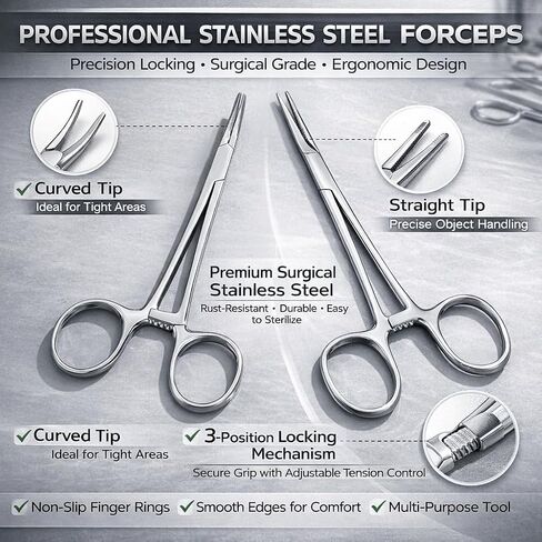 Body Jewelry Insertion Tool, 17 Pack Stainless Steel Piercing Ball Grabber Tool, Internal Thread, External Thread and Threadless Lip Piercing Tool for Ear, Nose, Belly Button, Nipple, Lip, Eyebrow and Tongue, Flat Back Earring Tool-14G 16G 18G 20G in Saudi Arabia
