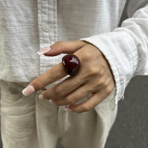 Vintage Irregular Ring Transparent Colored Resin Ring New Trend Boho Geometric Finger Rings Aesthetic Jewelry Accessories in Kuwait
