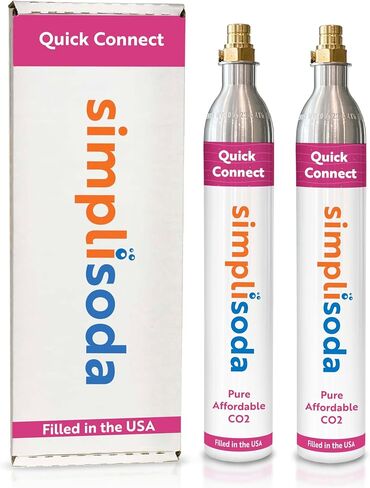 Simpli Soda 60L CO2 Canister Cylinders - Compatible w/Sodastream BLUE Screw-In Only, Ninja Thirsti, Philips, and More - Threaded Style Soda Streaming Machine CO2 Tanks Gas Refill, | 14.5 oz, Set of 2 in Saudi Arabia