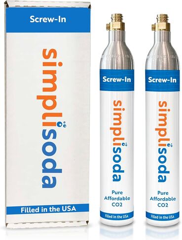 60L CO2 Canister Cylinders - Compatible w/Sodastream BLUE Screw-In Only, Ninja Thirsti, Philips, and More - Threaded Style Soda Streaming Machine CO2 Tanks Gas Refill, | 14.5 oz, Set of 2 in Kuwait