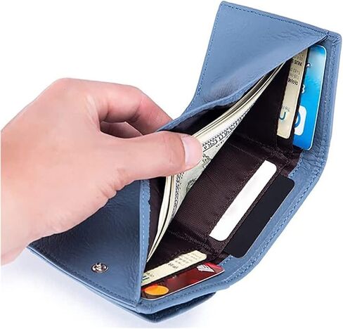 2023 New Unisex Anti-Credit Card Fraud Folding Mini Wallet, Genuine Leather RFID Blocking Card Holder Organizer Pocket Mini Wallet (Color : Wine Red) in Kuwait