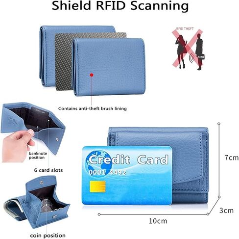 2023 New Unisex Anti-Credit Card Fraud Folding Mini Wallet, Genuine Leather RFID Blocking Card Holder Organizer Pocket Mini Wallet (Color : Wine Red) in Kuwait