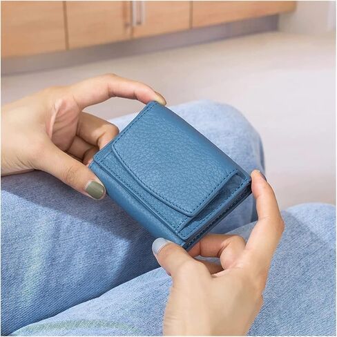 2023 New Unisex Anti-Credit Card Fraud Folding Mini Wallet, Genuine Leather RFID Blocking Card Holder Organizer Pocket Mini Wallet (Color : Wine Red) in Kuwait