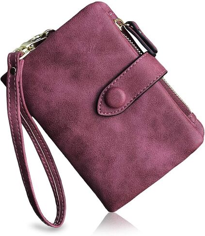 PofeeXIO Womens Small Bifold Leather Wallets RFID Ladies Wristlet with Card Slots id Window Zipper Coin Purse | Small in Kuwait