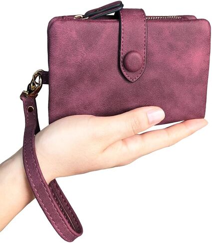 PofeeXIO Womens Small Bifold Leather Wallets RFID Ladies Wristlet with Card Slots id Window Zipper Coin Purse | Small in Kuwait