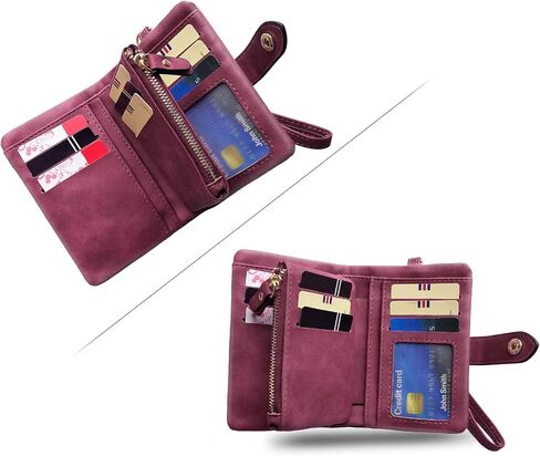 PofeeXIO Womens Small Bifold Leather Wallets RFID Ladies Wristlet with Card Slots id Window Zipper Coin Purse | Small in Kuwait