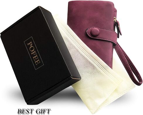 PofeeXIO Womens Small Bifold Leather Wallets RFID Ladies Wristlet with Card Slots id Window Zipper Coin Purse | Small in Kuwait
