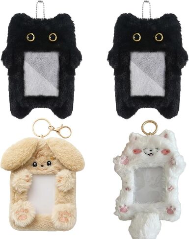 4 Pcs Kpop Photocard Holder Keychain,Cute Dog ID Photocard Keychain, Soft Cartoon Animal Photo Protective Sleeve Case Card Cover for Kpop Idol Photo Card School Office Supply in Kuwait