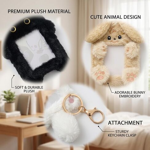 4 Pcs Kpop Photocard Holder Keychain,Cute Dog ID Photocard Keychain, Soft Cartoon Animal Photo Protective Sleeve Case Card Cover for Kpop Idol Photo Card School Office Supply in Kuwait