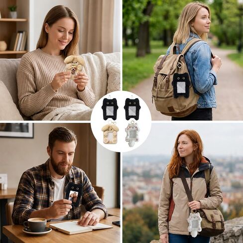 4 Pcs Kpop Photocard Holder Keychain,Cute Dog ID Photocard Keychain, Soft Cartoon Animal Photo Protective Sleeve Case Card Cover for Kpop Idol Photo Card School Office Supply in Kuwait