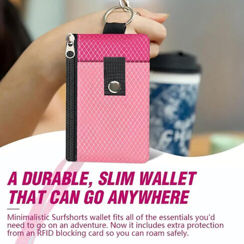 Leyeve Lanyard Slim Wallet for women men, RFID Blocking Wristlet Wallet with ID Window, Keychain Pouch with Card Holder for Cash, Travel, Cruise-KB0012 in Saudi Arabia