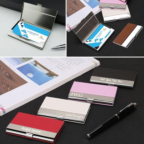 EAQ Custom Business Card Holder Personalized Leather Business Card Holder for Men&Women Custom Logo/Name Business Card Holder Gift in Saudi Arabia