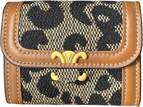 Leheybia Women's Credit Card Holder Jacquard Canvas Small Wallet Rfid Blocking Business Card Case 11 Accordion Card Slot Card Holder Wallet for Women (Earthy yellow) in Saudi Arabia