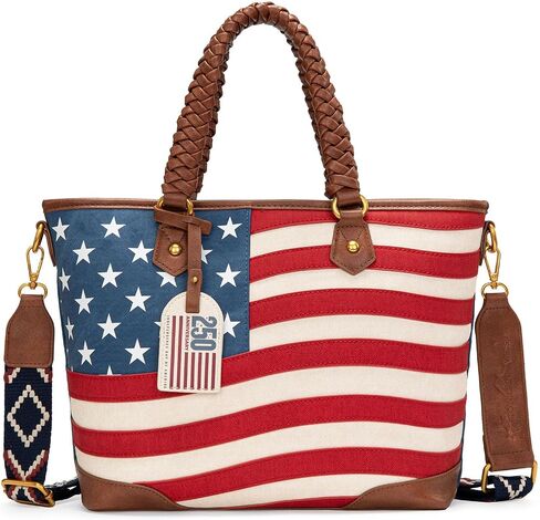 Montana West American Flag Tote Bag for Women Vintage Patriotic Western Shoulder Purse with Braided Top Handles in Kuwait