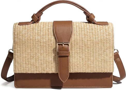 CHUNLI Straw Tote Bag for Women, Woven Raffia Straw Purse, Boho Beach Bag with PU Handle, Summer Vacation Resort Shoulder Bag in Kuwait