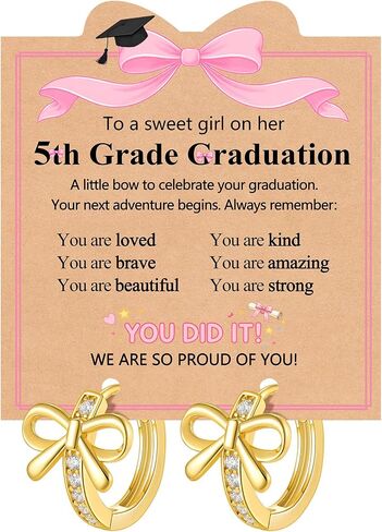 14K Gold Plated Huggie Earrings Kindergarten 5th 8th Grade Graduation Gifts for Girls in Kuwait