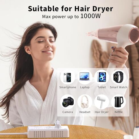 2000W Voltage Converter US to Europe for Hair Dryer, 220V to 110V Converter for European Travel Plug Adapter with 3 AC 2 USBC 2 USBA Ports, Travel Essential with EU UK IT AU Plug (White) in Saudi Arabia