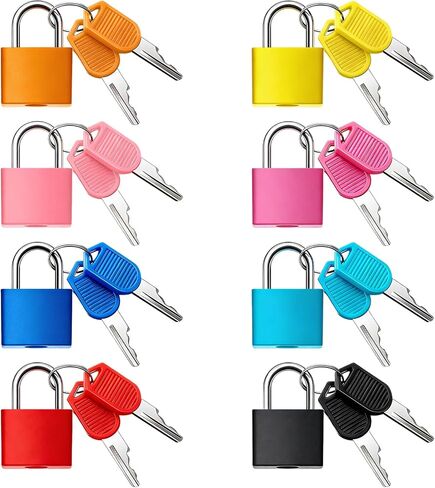 8Pcs 22mm Mini Suitcase Locks, Multicolor Metal Padlock with Key, Plastic-Covered Luggage Locks for Suitcase, Boxes, Backpack, Locker, Laptop Bag in Kuwait