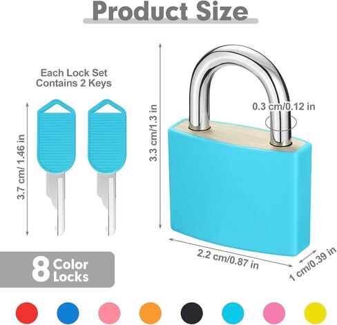 8Pcs 22mm Mini Suitcase Locks, Multicolor Metal Padlock with Key, Plastic-Covered Luggage Locks for Suitcase, Boxes, Backpack, Locker, Laptop Bag in Kuwait