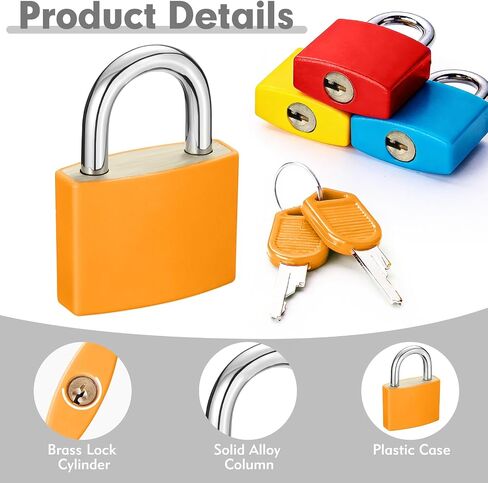 8Pcs 22mm Mini Suitcase Locks, Multicolor Metal Padlock with Key, Plastic-Covered Luggage Locks for Suitcase, Boxes, Backpack, Locker, Laptop Bag in Kuwait