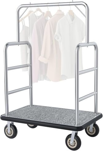 42 * 26IN Hotel Luggage Cart with Top Frame and Hook, 1300 LBS Load Capacity, Platform Truck with Front Frame and 7-inch Rubber Wheels, Ideal for Travel, Resorts, Conference in Kuwait