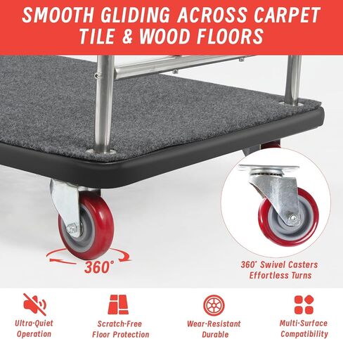 48 * 22IN Hotel Luggage Cart with Wheels,1200 lbs Load Capacity Heavy Duty Rolling Luggage Cart,Commercial Bellman Cart with Anti-Friction Felt Pad & Rubber Bumper for Hotels,Resorts, Condos in Saudi Arabia