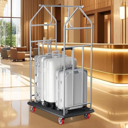 48 * 22IN Hotel Luggage Cart with Wheels,1200 lbs Load Capacity Heavy Duty Rolling Luggage Cart,Commercial Bellman Cart with Anti-Friction Felt Pad & Rubber Bumper for Hotels,Resorts, Condos in Saudi Arabia