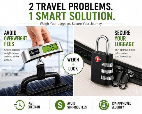 Luggage Scale with TSA Approved Lock, Digital Portable Hanging Baggage Scale 110lb/50kg, Travel Weight Scale for Suitcases, Avoid Overweight Fees, Travel Essentials Gift, Battery Included in Saudi Arabia
